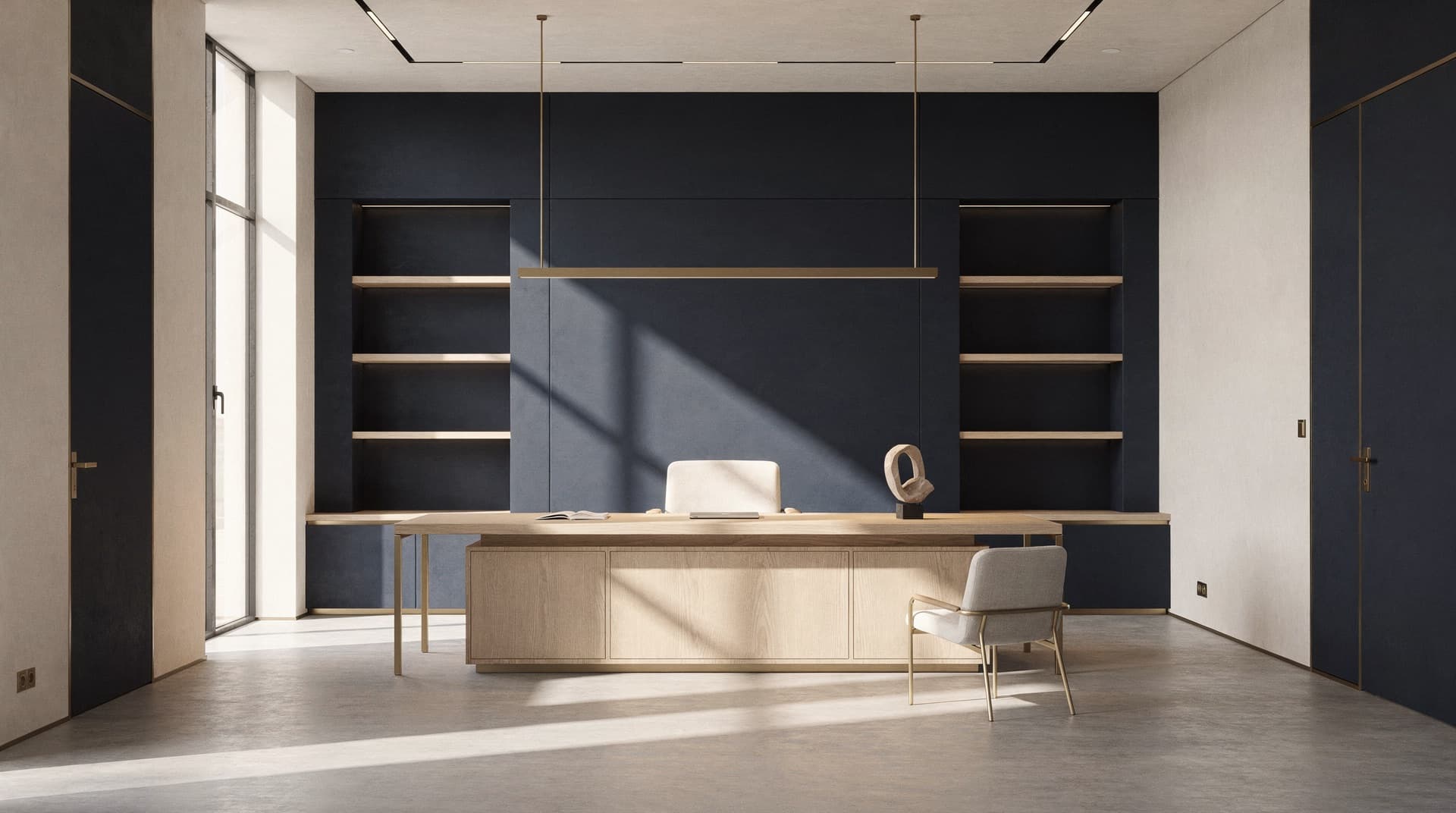Interior arquitectónico de líneas estructurales limpias y solidez, la sensación de una base bien construida.